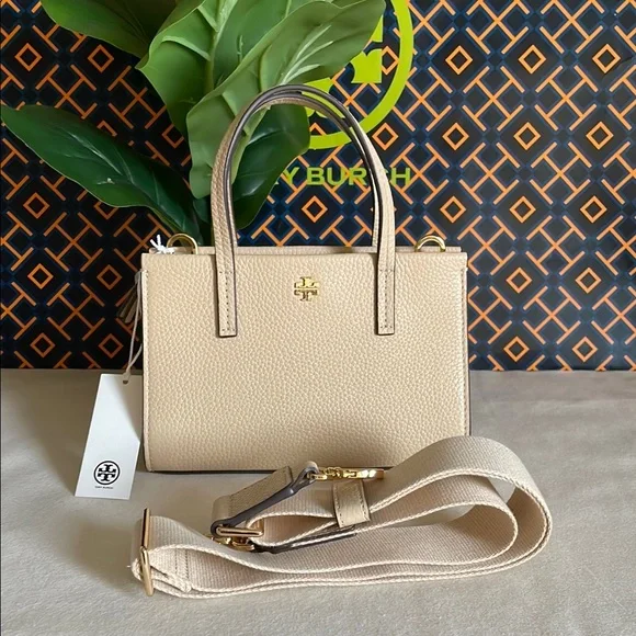 NWT ,,Tory Burch Blake Mini Tote Bag Crossbody Bag Soft Serve Gold Tan Cream - Picture 2 of 14
